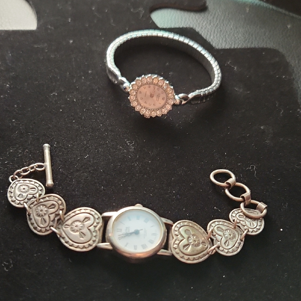Silver Heart Bracelet Watch Set